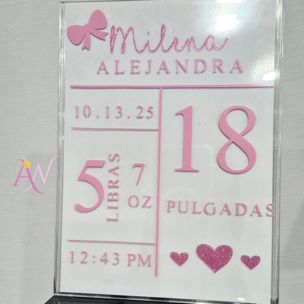 Placa de Nacimiento con Peluche (Personalizado)