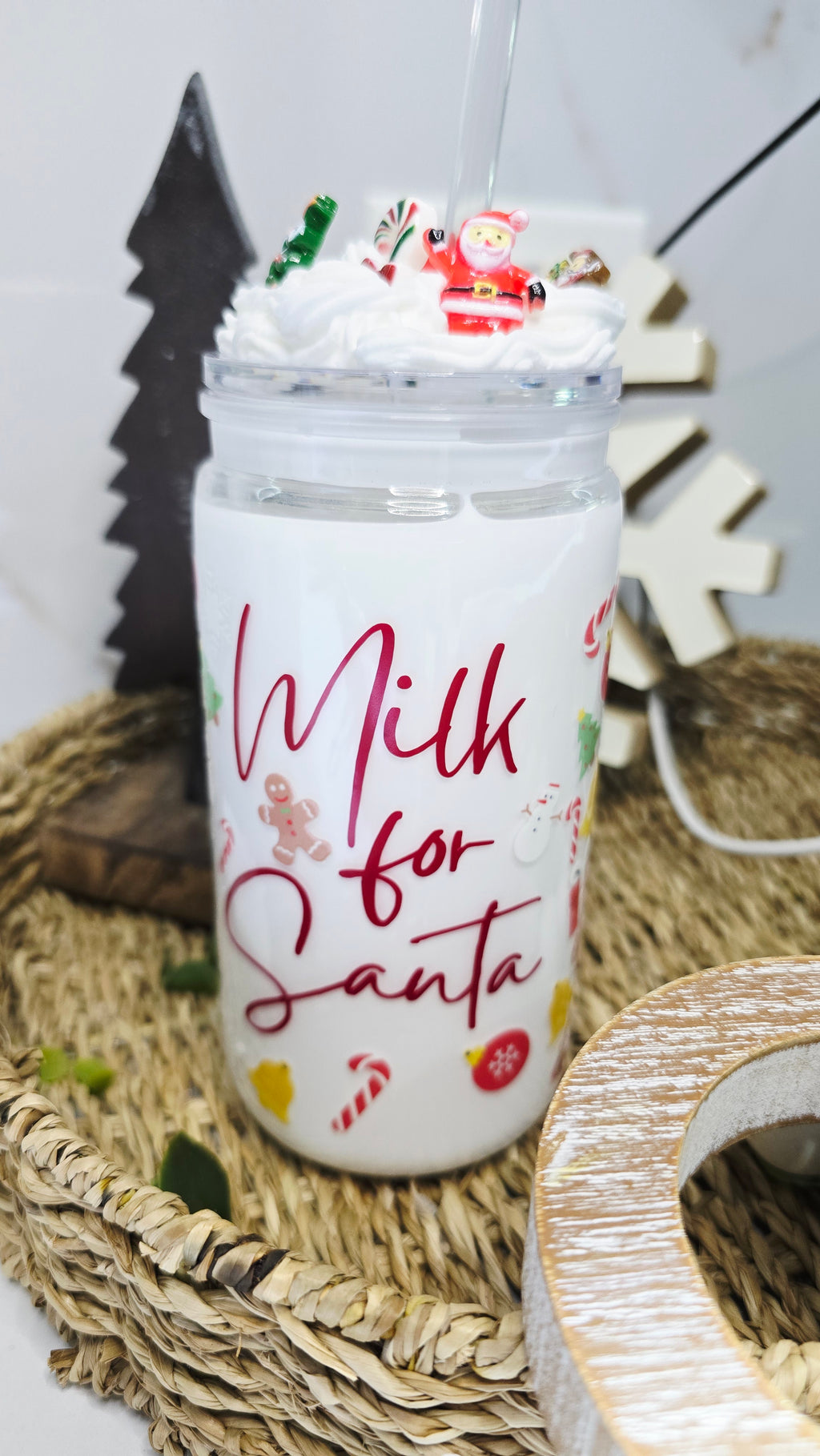 Snow Globe Tumbler "Milk for Santa"