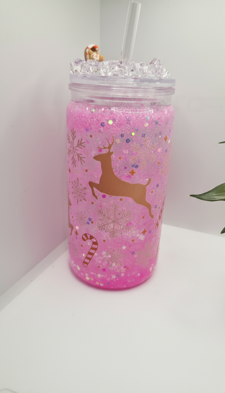 Snow Globe Tumbler "Pink Christmas" 💗
