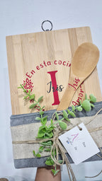 Set de Cocina Personalizado "Artesanía & Amor" - Madera de Bambú