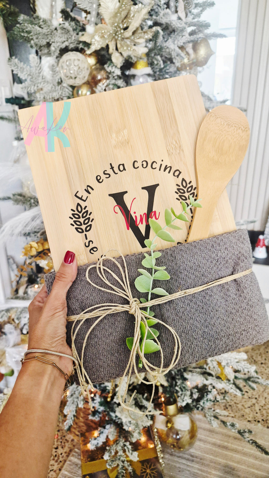 Set de Cocina Personalizado "Artesanía & Amor" - Madera de Bambú