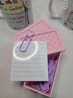 🎀 Mini Organizador Rosa con 25 Paper Clips Decorativos