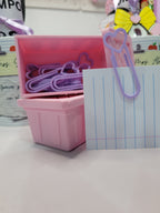 🎀 Mini Organizador Rosa con 25 Paper Clips Decorativos