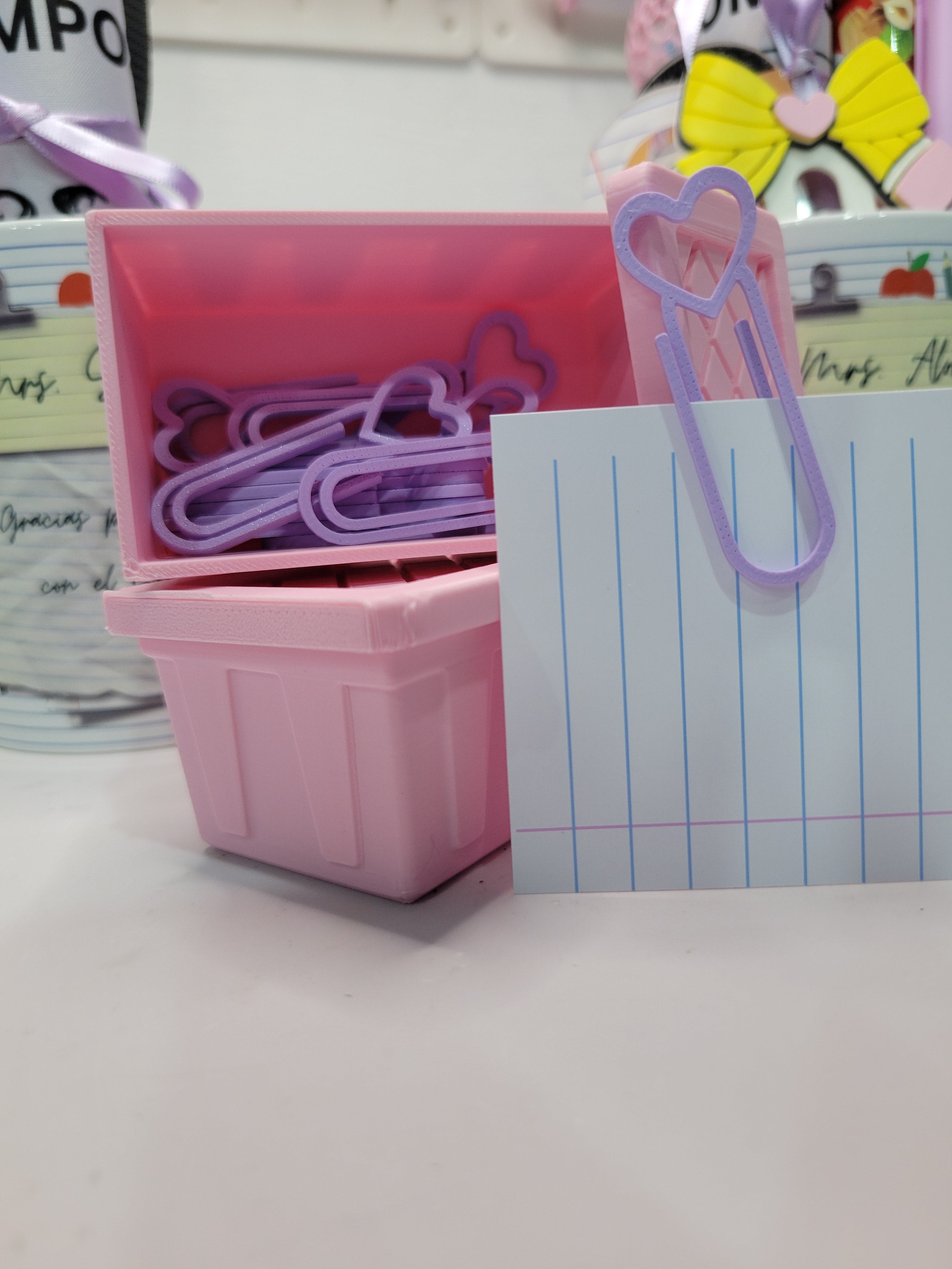 🎀 Mini Organizador Rosa con 25 Paper Clips Decorativos