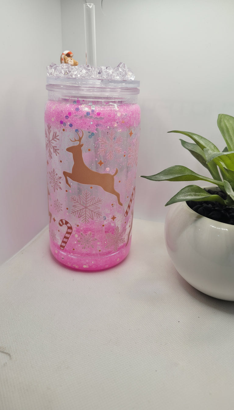 Snow Globe Tumbler "Pink Christmas" 💗